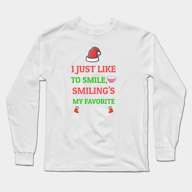 I Just Like To SMILE, SMILING'S My Favorite, Elf, Funny Christmas Long Sleeve T-Shirt by NooHringShop